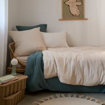 Housse de couette enfant gaze de coton Zéphire dune marguerite - Carré Blanc