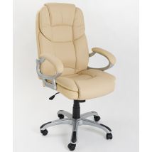 Poltrona regolabile e girevole da Ufficio Presidenziale direzionale ergonomica Modello Silky in ecopelle colore beige