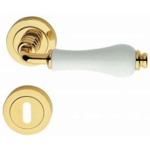 1pz maniglia "dalia" con rosetta olv porcellana bianca cod:ferx.14660