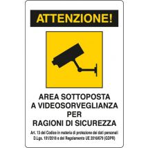 10pz targa area sotto videosorveglianza 300x200 alluminio cod:ferx.40871