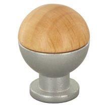 25pz pomolo sferico legno/ottone 735b mm.18 frassino cod:ferx.8639