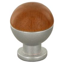 25pz pomolo sferico legno/ottone 735b mm.18 noce chiaro cod:ferx.8640