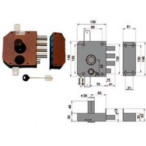 1pz serratura triplice applicare scrocco doppia mappa 20530 mm60 dx cod:ferx.fer31615