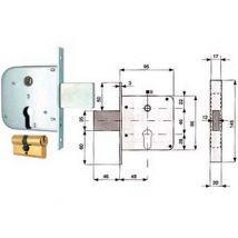 2pz serratura infilare cancelli catenaccio scrocco + quadro cilindro sag. 133 cod:ferx.fer51002