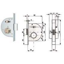 2pz serratura infilare canc. catenaccio scrocco nottolino cilindro fissi 255 cod:ferx.fer51613