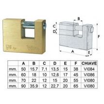 1pz lucchetto rettangolare in ottone "fai by viro" - mm.90 (art.507) cod:ferx.fer185806