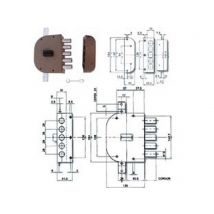 1pz serratura triplice applicare senza scrocco doppia mappa 2200 mm60 sx cod:ferx.fer214025