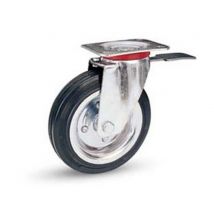 1pz ruote industriali gomma piastra girevole freno "80bis" mm200x50 cod:ferx.fer219600