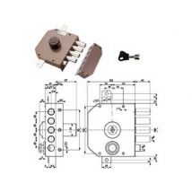 1pz serratura triplice applicare scrocco pomolo pompa 30631 mm60 dx cod:ferx.fer272056