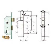 2pz serratura infilare cancelli 2 mandate scrocco separato + quadro cilindro cod:ferx.fer284103