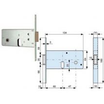 2pz serratura infilare profilati 2 mandate e scrocco mm.64 h 804 - mm.60 (80460 cod:ferx.fer284189