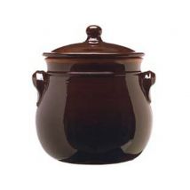 4pz pentola bombata in terracotta brunella con coperchio - cm.16 cod:ferx.fer309004