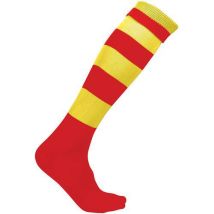 Chaussettes Now One Rouges/Jaunes Rayées - Pointure 39-42 - Rugby Football Basket-ball - Recyclables