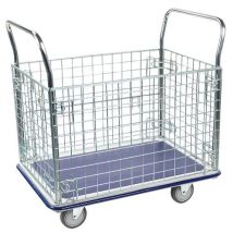 Manutan Expert - Chariot grillagé 300kg - Acier - Roulettes TPE 125mm - 2 fixes 2 pivotantes - 10 ans garantie