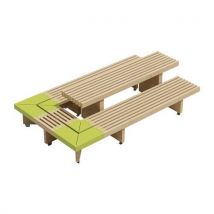 Mobextan - Banquette Modulam non traitée - Pin - 174m - Aménagement extérieur