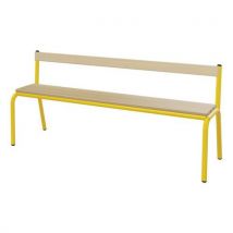 Mobidecor - Banc Scolaire Hêtre Massif avec Dossier 120 cm Jaune T4 - Éco-responsable PEFC