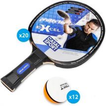 Lot 20 Raquettes Protector Excel Casal Sport + 12 Balles Bicolores