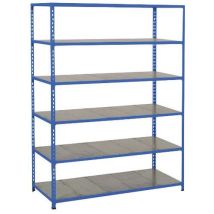 Manutan Expert - Rayonnage mi-lourd Rapid 2 - 6 tablettes acier - 1980x1525x455mm bleu - Montage sans outils