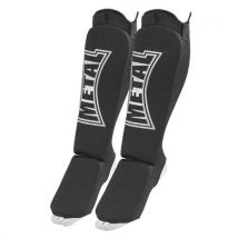 Protège Tibia + Pied Coton Métal Boxe Elast Noir