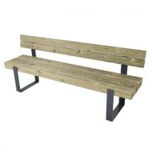 Mobextan - Banc Mylos 200cm Pin & Acier Gris RAL 7016 - Mobilier Urbain Éco-responsable - PEFC