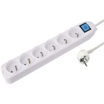 Manutan Expert - Multiprise 6 prises avec interrupteur NF - 135m - Blanc - Certifié NF Environnement