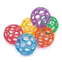 Ballon ajouré en caoutchouc - 21 cm - Lot de 6 - Assorti - Idéal pour l'éveil et la motricité
