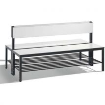 CP - Banc double vestiaire avec dossier et grille Basic Plus 1500mm Blanc - Acier - 150cm largeur - Mobilier vestiaires et gymnases