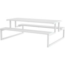 Table de pique-nique H24 Acier Galvanisé Blanc - 2000mm L x 750mm H - Robuste et Durable - Aménagement extérieur