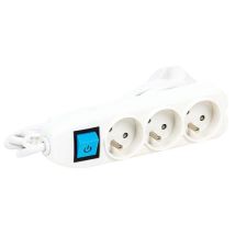 Manutan Expert - Multiprise 3 prises 230V avec interrupteur NF - Blanc - Cordon 135m - Éco-responsable
