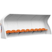 GES - Abri de touche composite 5m x 16m - Siège orange personnalisable - Recyclable