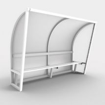 Metaluplast - Abri de touche monobloc V2 long 2,50m aluminium plastifié blanc - Banc intégré - Éco-responsable