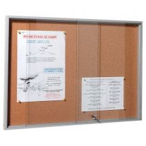 Planorga - Vitrine Murale Millénium Fond Liège - 95x112 cm - 15 Feuilles A4 - Porte Coulissante Aluminium Gris