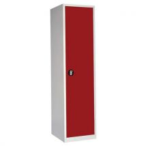 Anjou Tolerie - Armoire Haute 1 Porte Battante - 500x500x1950mm Gris Clair/Rouge - Acier Robuste 1000kg - Serrure à Clé - 4 Tablettes Réglables