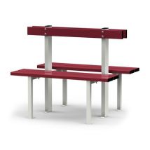GES - Banc Vestiaire Double sur Pieds L1,50m Assise Aluminium Rouge - 60% Recyclé - Mobilier Vestiaires