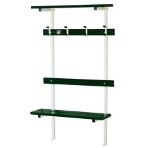 GES - Banc Vestiaire Mural Sol Aluminium Vert 80cm - 3 Patères - 60% Recyclé - Idéal Gymnase