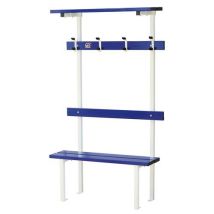 GES - Banc Vestiaire sur Pieds 2m Assise Alu Bleu - 8 Patères - Acier Blanc - Recyclé 60%