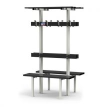 Banc Vestiaire Double Sur Pieds Avec Porte Patères Et Porte Sacs Ges Assise Alu