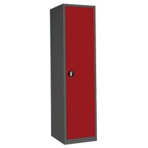 Anjou Tolerie - Armoire Haute 1 Porte Battante - 500x725x1950mm - Anthracite/Rouge - Charge 1000kg - Verrouillable