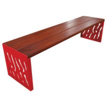 Procity - Banquette Venise 180m Acier/Bois - Rouge 3020/Acajou - Mobilier Urbain Durable