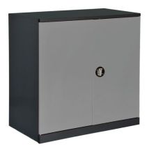 Anjou Tolerie - Armoire basse 1250 x 500 x Ht 1000 mm - Anthracite/Gris clair - 2 tablettes - Acier - Garantie 7 ans