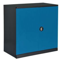 Anjou Tolerie - Armoire basse 1250x580xH1000mm Anthracite/Bleu - Acier 160kg - 2 tablettes - Livrée montée - Garantie 7 ans