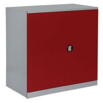 Anjou Tolerie - Armoire Basse Acier Gris Clair/Rouge - 1250x725xH1000mm - 160kg Charge Max - 2 Tablettes - Livrée Montée - Garantie 7 Ans