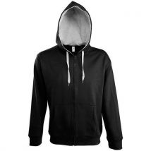 Veste Féminine Zippée À Capuche Contrastée Noir