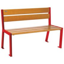 Procity - Banc Silaos 120m Acier/Bois Chêne Clair Rouge - Mobilier Urbain Extérieur - 5 Lames Robustes