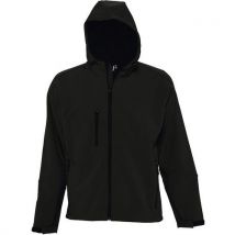 Veste Homme Zippée Softshell À Capuche En Polyester Noir