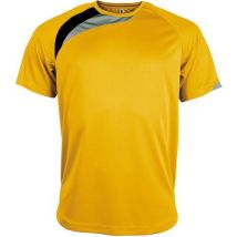 Lot de 10 - Tee-shirt Wave Adulte Homme Jaune/Noir/Gris - Taille L - Football Pétanque - Recyclable