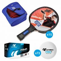 Casal Sport - Pack 15 Raquettes Tennis de Table Protector + 72 Balles - Adulte Bois Multiplis - Idéal Club