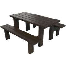 Espace Urbain - Table-banc Madrid Nino maternelle 120 cm plastique recyclé marron - 4 places - Éco-responsable - 25 ans garantie