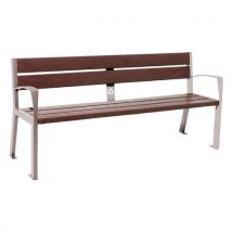 Procity - Banc Silaos 180m Accoudoirs Acier/Plastique Recyclé 5 Lames Gris Clair Marron - Mobilier Urbain Durable