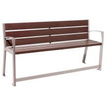 Procity - Banc Silaos Sénior 180m - Acier/Plastique Recyclé Gris/Marron - Mobilier Urbain Durable